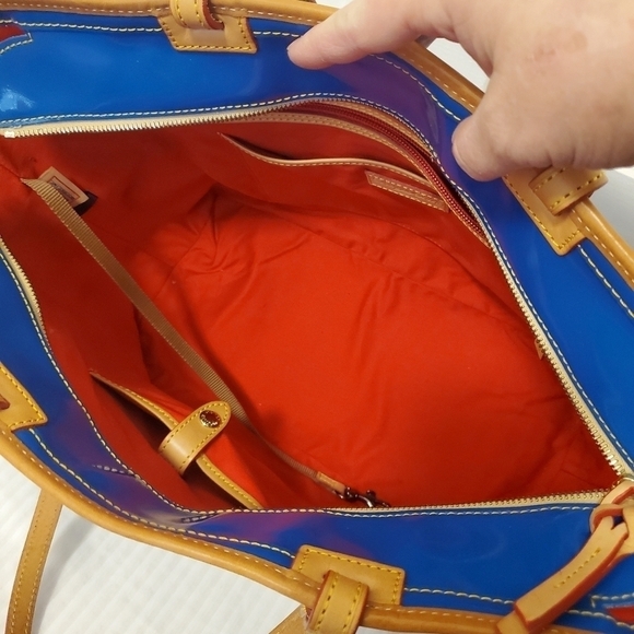 Dooney & Bourke Blue Large Shopper's Tote, colorful, shiny, Versatile - Picture 9 of 12